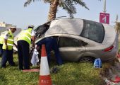 شاهد الصور ...إصابة عربي بتدهور سيارة بكوبري السيف