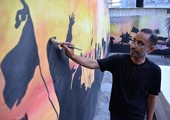 رسم جدارية  بطول 18 متر تحاكي مصيبة كربلاء للإمام الحسين بريشة الفنان إبراهيم السجاد في السنابس، واستغرق عمل الجدارية عشرة أيام.