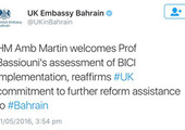 السفير البريطاني لدى البحرين: نرحب بتقييم البروفيسور بسيوني لتنفيذ البحرين توصيات تقصي الحقائق