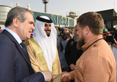 ناصر وخالد بن حمد في وداع الرئيس الشيشاني لدى مغادرته البحرين  