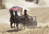 بالصور... حصانان يصمدان امام سيارة فيراري في سباق إيطالي